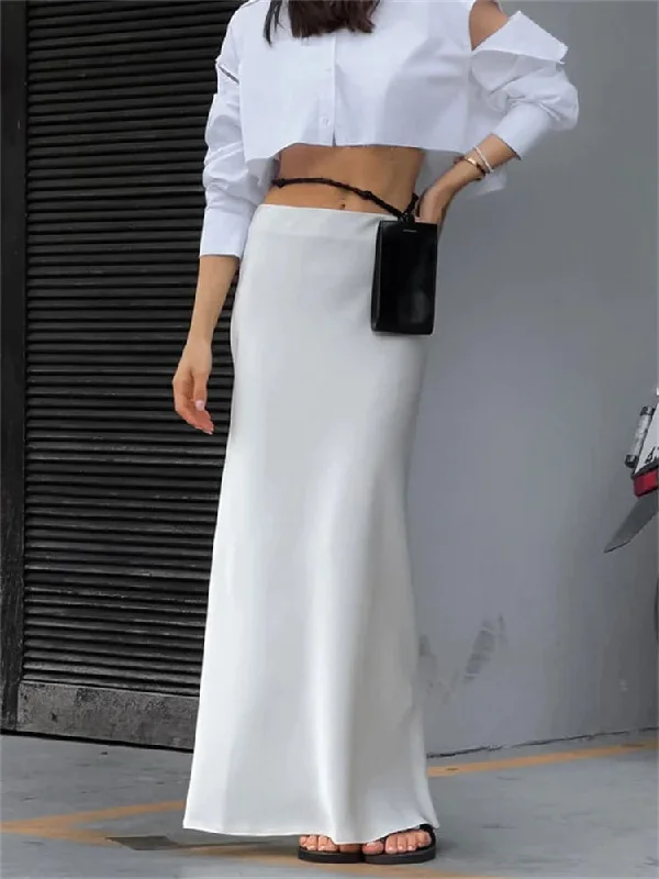 Slim Long High Waist See Through Casual Fashion Temperament Skirt