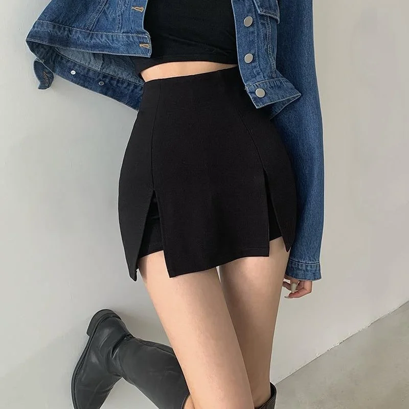 MegaBetty - Black Friday Split Shorts Skirt Women's Office Ladies Suit Skirt Summer New Black Mini A-Line Pants Skirt High Waist Wide Leg Shorts