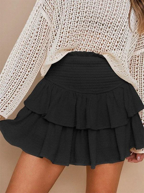 MegaBetty - 2024 New Fashion Woman Bottom Elegant Smock Tiered Ruffle Mini Skirt