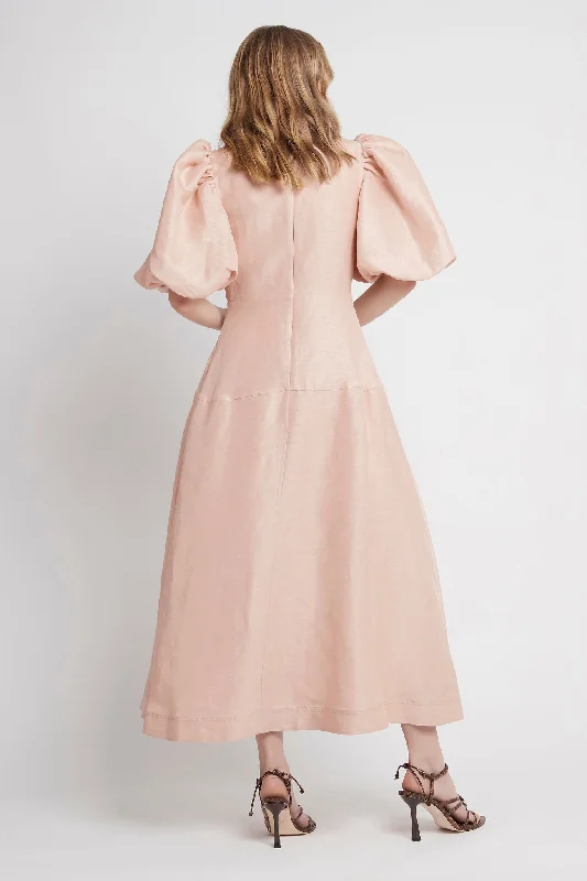 Dusk Knot Puff Sleeve Midi Dress