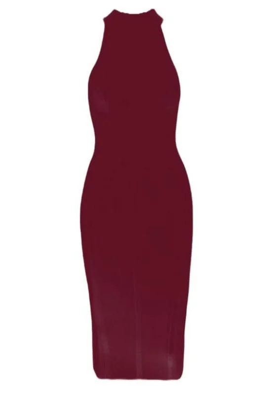 Lea Bandage Midi Dress - Red Wine