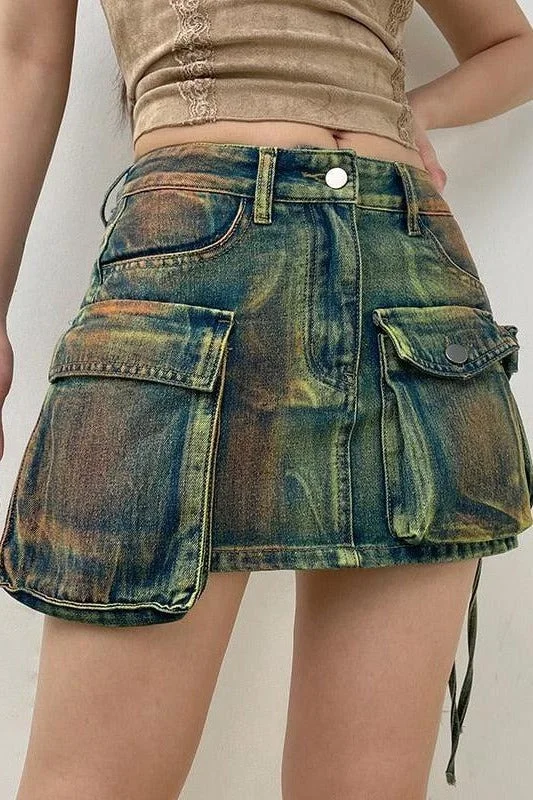 Multi Cargo Thermal Denim Skirt