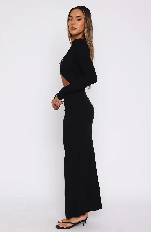 Thinking Clearly Long Sleeve Maxi Dress Black