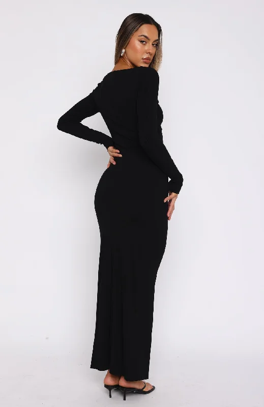 Thinking Clearly Long Sleeve Maxi Dress Black