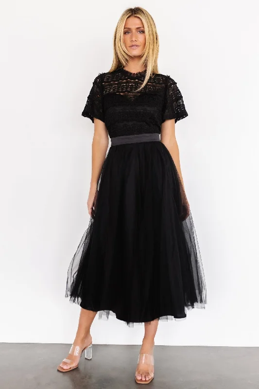 Darcy Tulle Midi Dress | Black