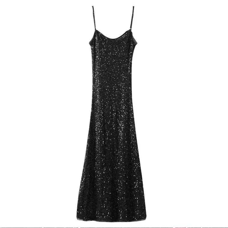 Sequin Sleeveless Backless Sling Dresses