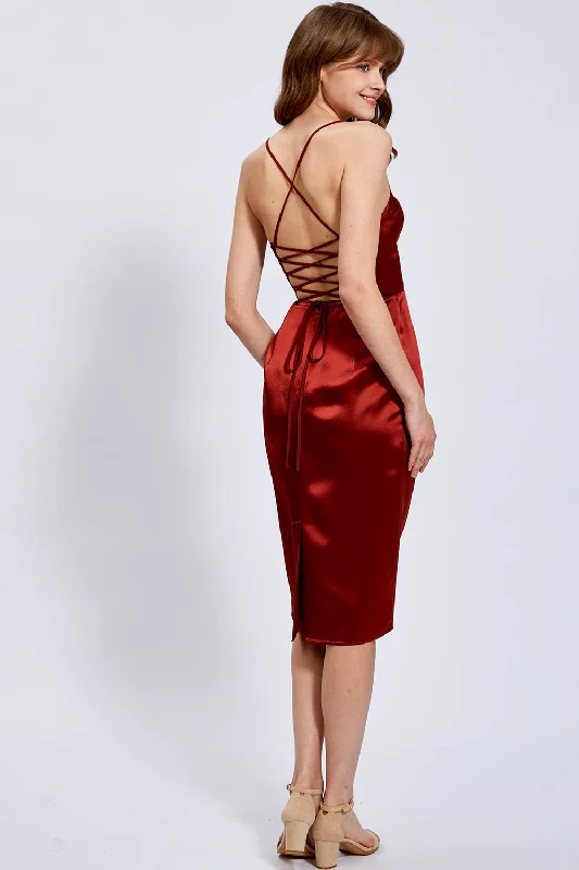 Spaghetti Straps Acetate Midi Dress