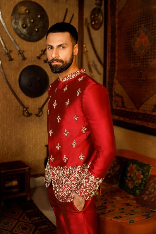 Arif Ashraf - Ruby - Deep Maroon - Tissue Silk - 2 Piece