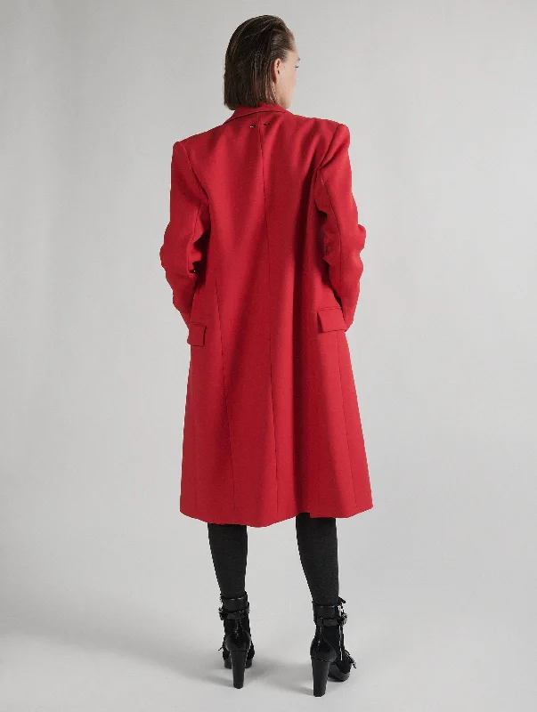 Manteau pardessus en gabardine double rouge