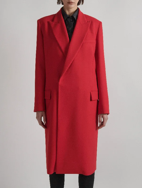 Manteau pardessus en gabardine double rouge