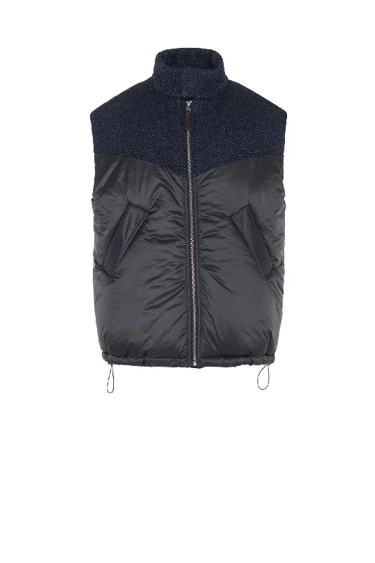 RYDER BLACK AND BLUE HERRINGBONE VEST