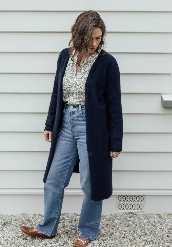 The Loft Merino Possum Silk Cardigan - Navy