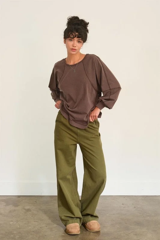 Elastic High Waist Wide Leg Pants